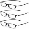 V.W.E. 3 Pairs Lightweight TR90 Wide Fitment Reading Glasses With Extended Temple (3 Black, 4.00, x) view 2