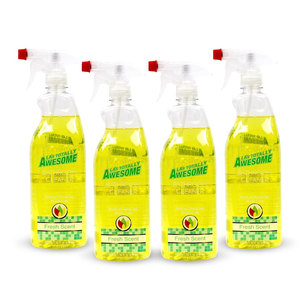 La's Totally Awesome Bathroom Cleaner, Removes Soap Scum & Stubborn Stains, Plant-Derived Formula, 32 Fl Oz (Pack of 4)