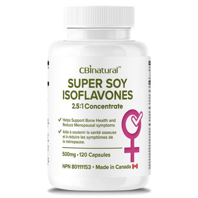 CBI Natural Soy Isoflavones 2.5:1 Extract 500mg, Supports Womens Wellness, 120 Vegan Capsules, 4-Month Supply, Non-GMO, Gluten Free
