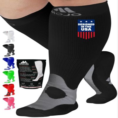 Compression Socks for Women and Men 20-30mmHg Knee High - Graduated Support Medical Compression Stockings for Circulation during Travel, Airplane, Flights - Black, X-Large - A601