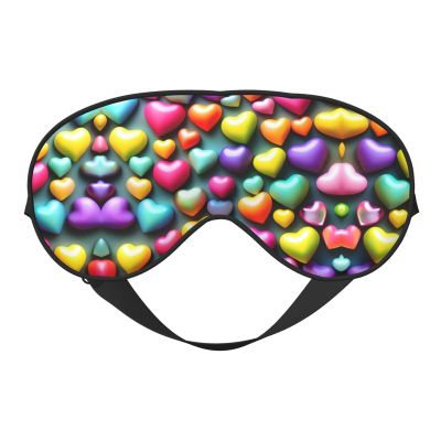 Colorful Rainbow Hearts Print Block Out Light Eye Sleep Mask,Soft Breathable Eye Cover, for Sleeping Travel Home Nap