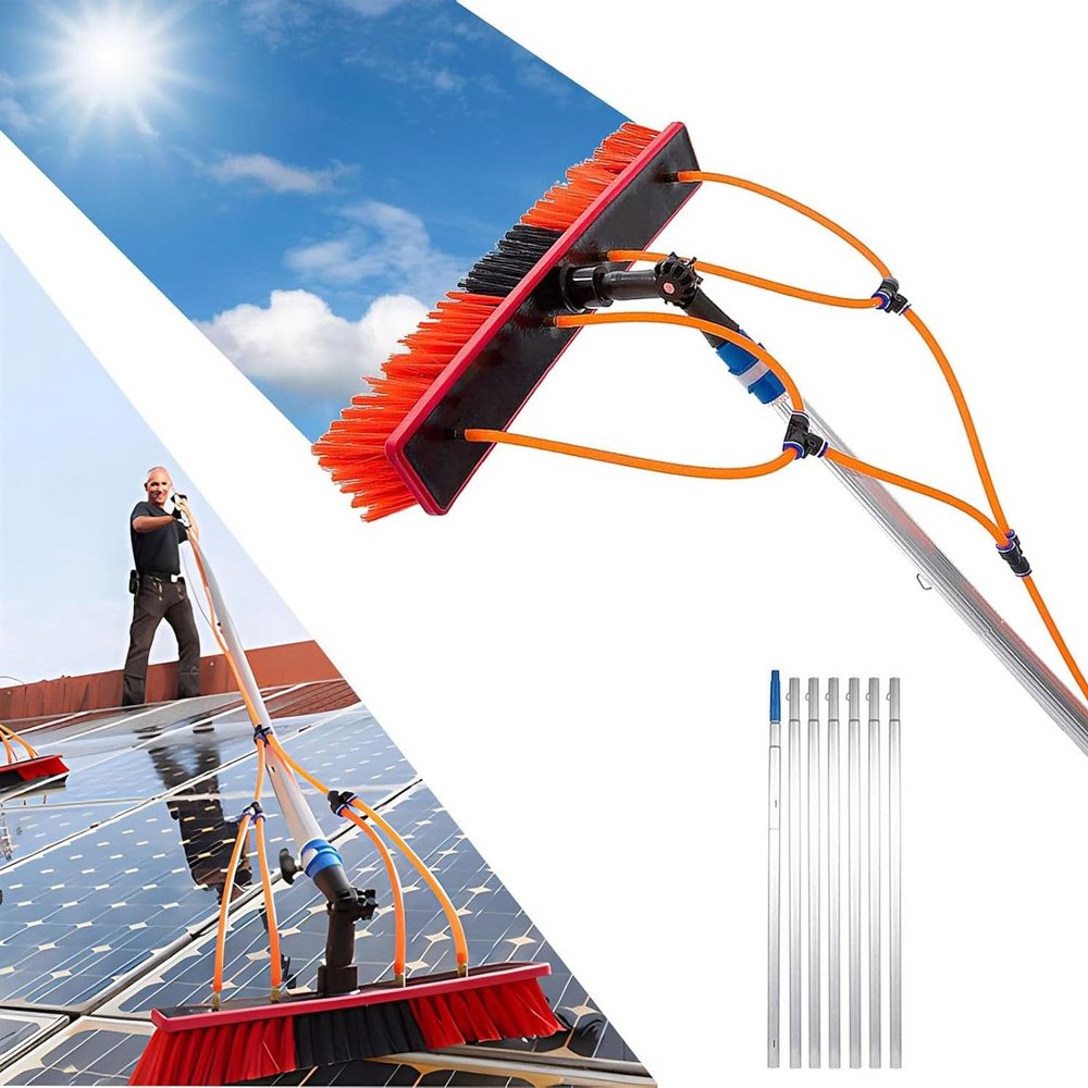 5-12m Window Cleaning Pole, Extendable Cleaner Conservatory Roof Cleaning Window Cleaner Kit, Cleaning Brush Equipment, Window Cleaning Equipment/Window Clean,55cmHeadSliver-7m/22.97in