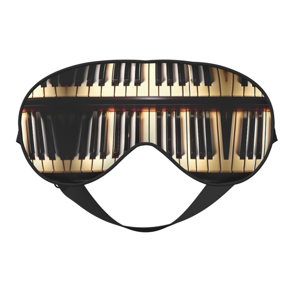 Piano Keys with Musical Notes Print Block Out Light Eye Sleep Mask,Soft Breathable Eye Cover, for Sleeping Travel Home Nap