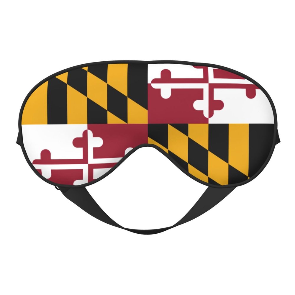 Maryland State Flag Print Block Out Light Eye Sleep Mask,Soft Breathable Eye Cover, for Sleeping Travel Home Nap