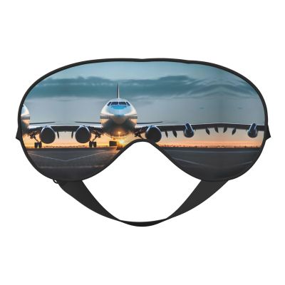 Airplane in The Evening Light Print Block Out Light Eye Sleep Mask,Soft Breathable Eye Cover, for Sleeping Travel Home Nap