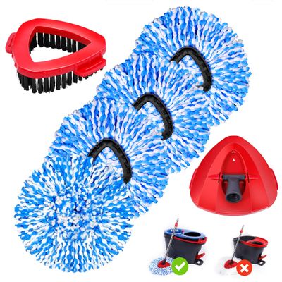 4 Pack Spin Mop Replacements Head Compatible for Oceda RinseClean 2-Tank System,Microfiber Spin Mop Refills Head,1 Mop Scrub Brush + 1 Mop Base + 4 Pack Cleaning Floor Mop Head