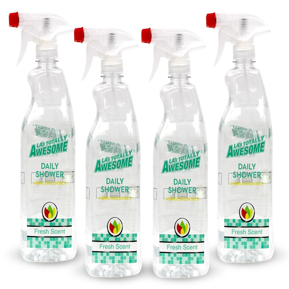 La's Totally Awesome Daily Shower Cleaner Spray, For Showers, Tubs and more, Plant-Derived Formula, 32 Fl Oz (Pack of 4)