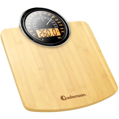 Adamson Hybrid 2-in-1 Analog & Digital Weighing Scale for Body Weight up to 400lbs - Thick Tempered Glass - Extra Large Display - Easy to Read Digital Bathroom Scale - New - Wood