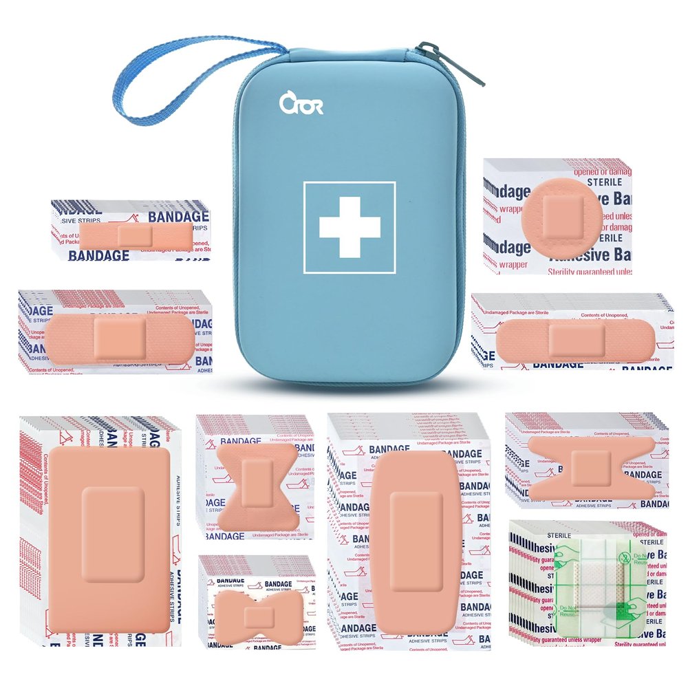 Adhesive Bandages Variety Pack 180 PCS,Various Sizes Large Waterproof,Adhesive Flexible Fabric Bandages Breathable A023