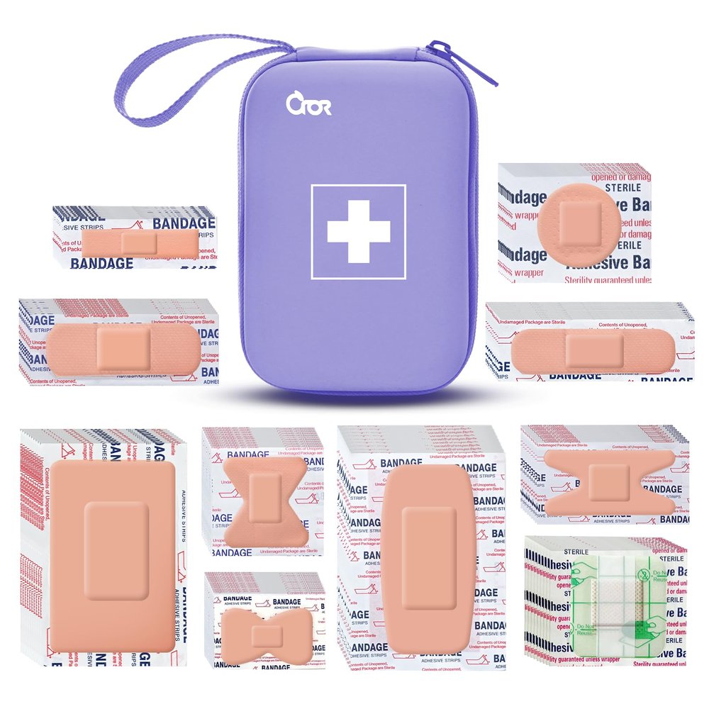 Adhesive Bandages Variety Pack 180 PCS,Various Sizes Large Waterproof,Adhesive Flexible Fabric Bandages Breathable A026