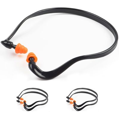 4 Pairs Ear Plugs Banded for Shooting Range Noise Cancelling Reusable Washable Ear Protection with Silicone Tips for Construction Lawn Mowing Welding Worker Shooter Hearing Protection