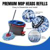 12 Pcs Spin Mop Replacement Heads, 360 Easy Wring Spin Mop 100% Microfiber Refill, Easy Cleaning Spin Mop Heads, 2 Tank System Replace Head for Easy House Cleaning Floor Mopping, Blue&White view 4