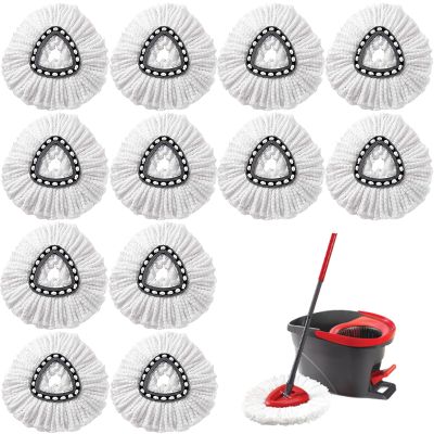 12Pcs Spin Mop Replacement Heads, White Large 360 Easy Wring Spin Mop 100% Microfiber Refill, Easy Cleaning Spin Mop Heads, Deep Clean, Machine Washable for Easy House Cleaning Floor Mopping