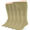 7BigStars Men Diabetic Extra Wide Dress Business Cotton Mid Calf Socks - 5 Pack Large - Solid Casual - Sock Size 10-13 Shoe Size 9-12 L Khaki view 1