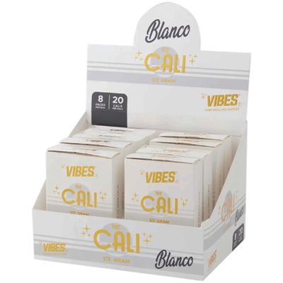Cali by VIBES Ultra Thin Blanco Paper Tubes  1/2 Gram Capacity, 8-Pack with 20 Units per Pack, Cylindrical Design, Hand-Rolled, Variety of Paper Types