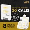 Cali by VIBES Ultra Thin Blanco Paper Tubes  1/2 Gram Capacity, 8-Pack with 20 Units per Pack, Cylindrical Design, Hand-Rolled, Variety of Paper Types view 3