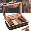 Cigar Humidor, Portable Cedar Wood Cigar Box, With Hygrometer And Humidifier, Cedar Lined, Black High-Gloss Piano Paint, Cigar Accessories, Holds 75 Cigars, Cigar Gifts For Men view 1