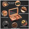 Cigar Humidor, Portable Cedar Wood Cigar Box, With Hygrometer And Humidifier, Cedar Lined, Black High-Gloss Piano Paint, Cigar Accessories, Holds 75 Cigars, Cigar Gifts For Men view 2