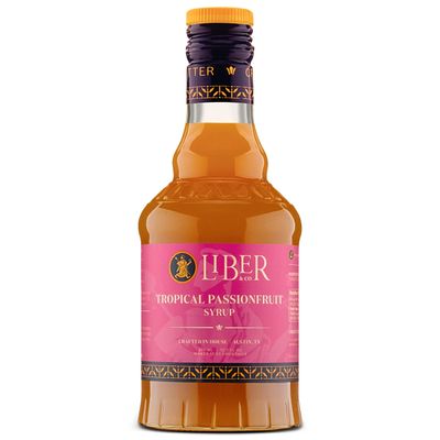 Liber & Co. Tropical Passion Fruit Syrup - Makes 25 Drinks - 50% Passionfruit Juice - Perfect for Craft Cocktails, Hurricanes, Margaritas, Tiki Drinks & Sodas (12.7 oz)