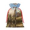 Kingnoyi Farm Animal Goat Christmas Burlap Drawstring Gift Bag, Extra Large, Reusable, Lightweight And Durable view 2
