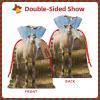 Kingnoyi Farm Animal Goat Christmas Burlap Drawstring Gift Bag, Extra Large, Reusable, Lightweight And Durable view 3