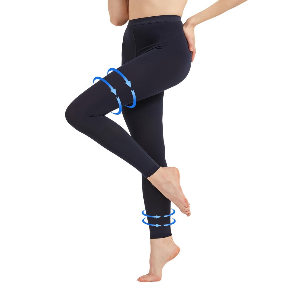 AMZAM Medical Compression Pantyhose for Women & Men, 20-30 mmHg Graduated Compression Leggings, Opaque Footless Waist High Compression Stockings for Edema, Varicose Veins, Post Surgery,Navy Blue S