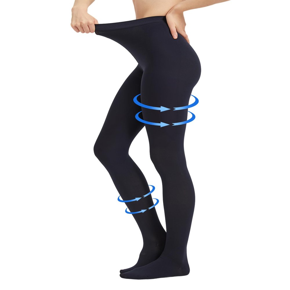 AMZAM Medical Compression Pantyhose for Women & Men, Closed Toe 20-30 mmHg Graduated Compression Stockings Waist High Support Leggings, Support Hose for Varicose Veins, Post Surgery, Navy Blue M