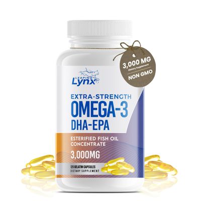 Omega 3 Fish Oil Capsules [3000mg] Omega 3 Supplement DHA Supplement | Omega3 Fish Oil Pills | for Heart Health, Immune System, Skin, & Brain Health, Gluten-Free and BURPLESS