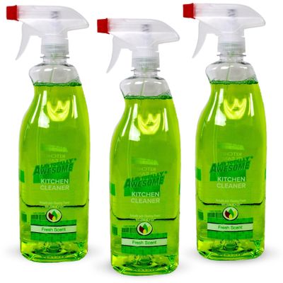 La's Totally Awesome Daily Kitchen Cleaner Spray, For Sink, Cooktop, Oven and more, Plant-Derived Formula, 32 Fl Oz (Pack of 3)
