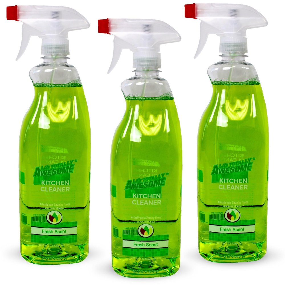 La's Totally Awesome Daily Kitchen Cleaner Spray, For Sink, Cooktop, Oven and more, Plant-Derived Formula, 32 Fl Oz (Pack of 3)