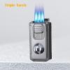 Vrufamt Refillable Butane Torch Lighter with Built-in Holder and 3 Jet Flame - All-in-1 Tool for Men (Butane not Included) view 3