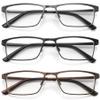 acavefox 3 Pack Blue Light Blocking Reading Glasses Men Readers Anti Glare UV Lightweight and Sturdy Full Frame Metal Spring Hinge Eyeglasses 1.0+ view 1