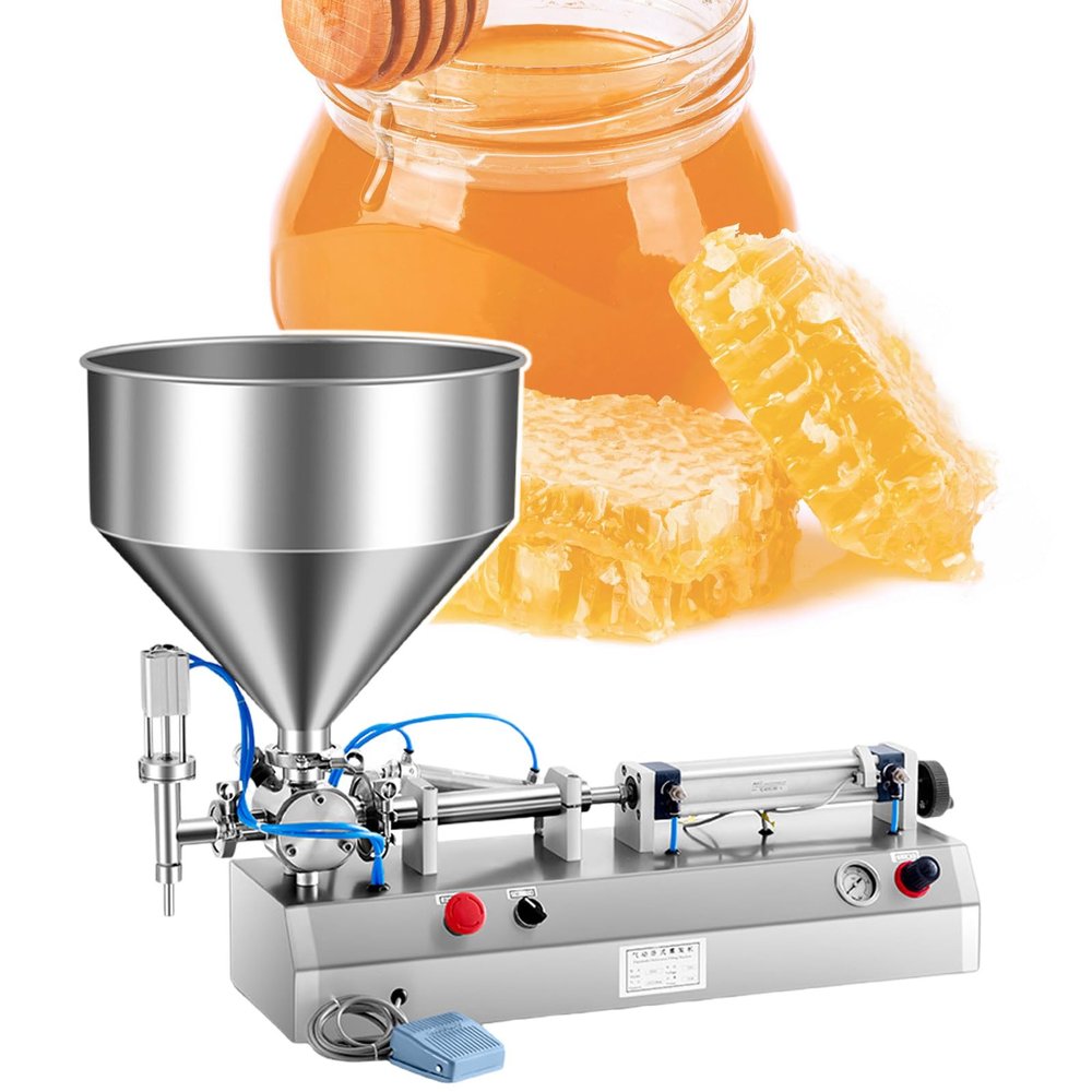 XQZMZSCP Stainless Steel Filling Machine Single Head, with Pneumatic Device, Cream Filling Machine,40L Large Hopper, for Cosmetics (300ML)