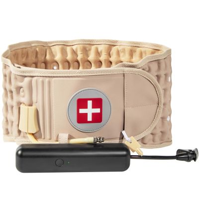 6xigouma Decompression Back Belt with Electric Inflatable Pump -Lumbar Support Belt for Lower Back Pain Relief, Air Traction Device Fits Waist Size 29-49 Inches(Beige)