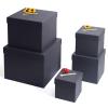 Black Gift Boxes for Presents -Nesting Set of 5 Square Gift Boxes with Lids in Assorted Sizes - Sturdy Gift Wrap Boxes for Birthdays, Anniversaries, Festivals or Special Celebration view 1