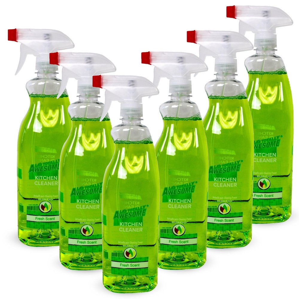 La's Totally Awesome Daily Kitchen Cleaner Spray, For Sink, Cooktop, Oven and more, Plant-Derived Formula, 32 Fl Oz (Pack of 6)