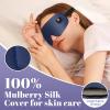 Aroma Season Silk Heated Eye Mask Cordless, 1500mAh Warm Eye Compress for Dry Eyes, Blepharitis, 4 Time Levels and 4 Temperature Settings, Washable (Navy Blue) view 2