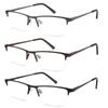 acavefox 3 Pack Blue Light Blocking Reading Glasses Men Readers Anti Glare UV Metal Semi-frame Spring Hinge Lightweight Sturdy Trendy Eyeglasses 3.75+ view 1