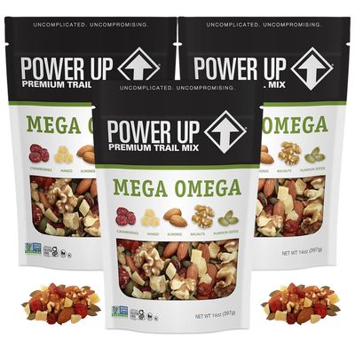 Mega Omega Trail Mix Individual 14oz Packs Mega Omega Bulk for Snacking, On The Go Delicious and Fresh Trail Mix Snack Packs Non-Gluten, Vegan Friendly, Non-GMO