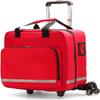 First Aid Kit Bag with Detachable Trolley,First Responder Bag Empty on Wheels,Nurse Roller Bag with Removable Dividers, for Home Visits, Hospice, for Doctors, Nursing Students(Red) view 1