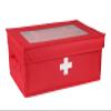 Xbopetda First Aid Kit, Linen First Aid Supplies Box, Pill Bottle Organizer, Empty Box with Lid for Home & Travel Emergency Tool Set - Red view 1