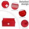 Xbopetda First Aid Kit, Linen First Aid Supplies Box, Pill Bottle Organizer, Empty Box with Lid for Home & Travel Emergency Tool Set - Red view 2