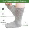 Artfasion Extra Wide Diabetic Socks: 3 Pairs Width Bariatric Edema Socks for Swollen Feet Non-Binding Hospital Sock for Men Women Lymphedema Neuropathy Seniors Pregnant (13-15, Gray) view 2