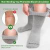 Artfasion Extra Wide Diabetic Socks: 3 Pairs Width Bariatric Edema Socks for Swollen Feet Non-Binding Hospital Sock for Men Women Lymphedema Neuropathy Seniors Pregnant (9-13, Gray) view 3