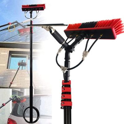 Window-Cleaning-Water Fed Pole Kit Length Water Fed Brush, Water Pipe Cleaning, Outdoor Window Cleaner Window Cleaning Tool for Caravan Solar Panel Deck,12FT/3.6M