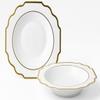 " OCCASIONS " 60 Pieces Bowls Pack, Heavyweight Disposable Wedding Party Plastic Bowls (14 oz Soup Bowl, Imperial White & Gold) view 1