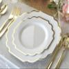 " OCCASIONS " 60 Pieces Bowls Pack, Heavyweight Disposable Wedding Party Plastic Bowls (14 oz Soup Bowl, Imperial White & Gold) view 3