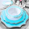 " OCCASIONS " 120 Pieces Bowls Pack, Heavyweight Disposable Wedding Party Plastic Bowls (14 oz Soup Bowl, Imperial Turquoise Blue/Green & Silver) view 2