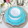 " OCCASIONS " 120 Pieces Bowls Pack, Heavyweight Disposable Wedding Party Plastic Bowls (14 oz Soup Bowl, Imperial Turquoise Blue/Green & Silver) view 3