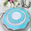 " OCCASIONS " 120 Pieces Bowls Pack, Heavyweight Disposable Wedding Party Plastic Bowls (14 oz Soup Bowl, Imperial Turquoise Blue/Green & Silver) view 4